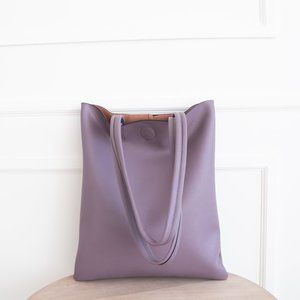 The Ava Genuine Leather Tote Bag Purple